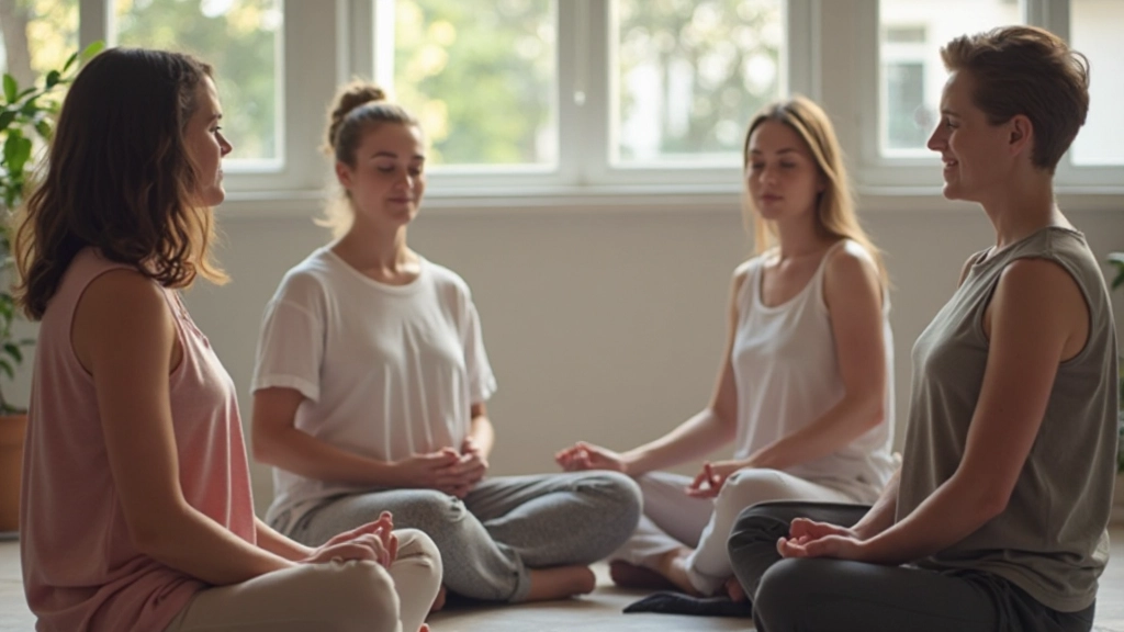 Groep mensen tijdens mindfulness sessie in trainingsruimte